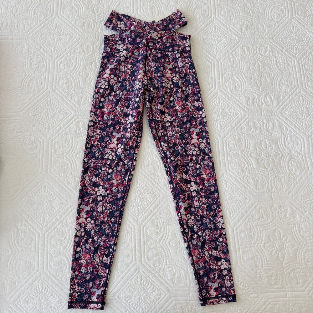 Aerie Offline Real Me 7/8 Legging Blue Floral High Rise Crossover Waist S NWT